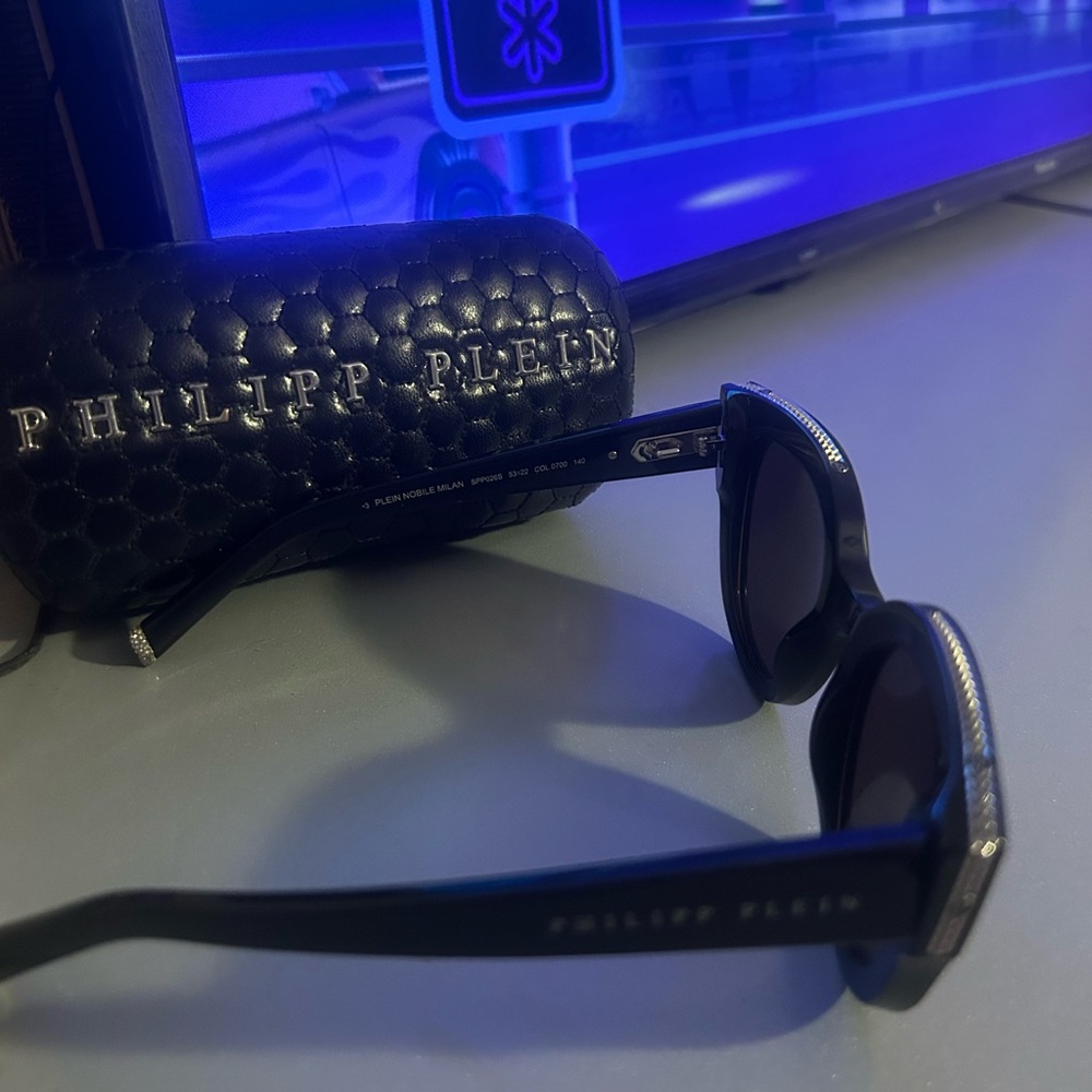 Philipp Plein Black Sunglasses with Embellished Case